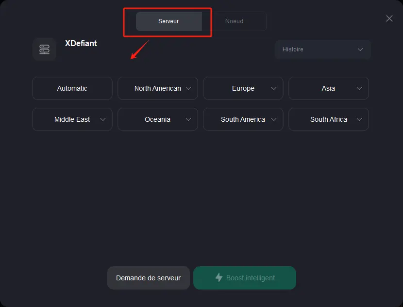 changer de serveur de XDefiant