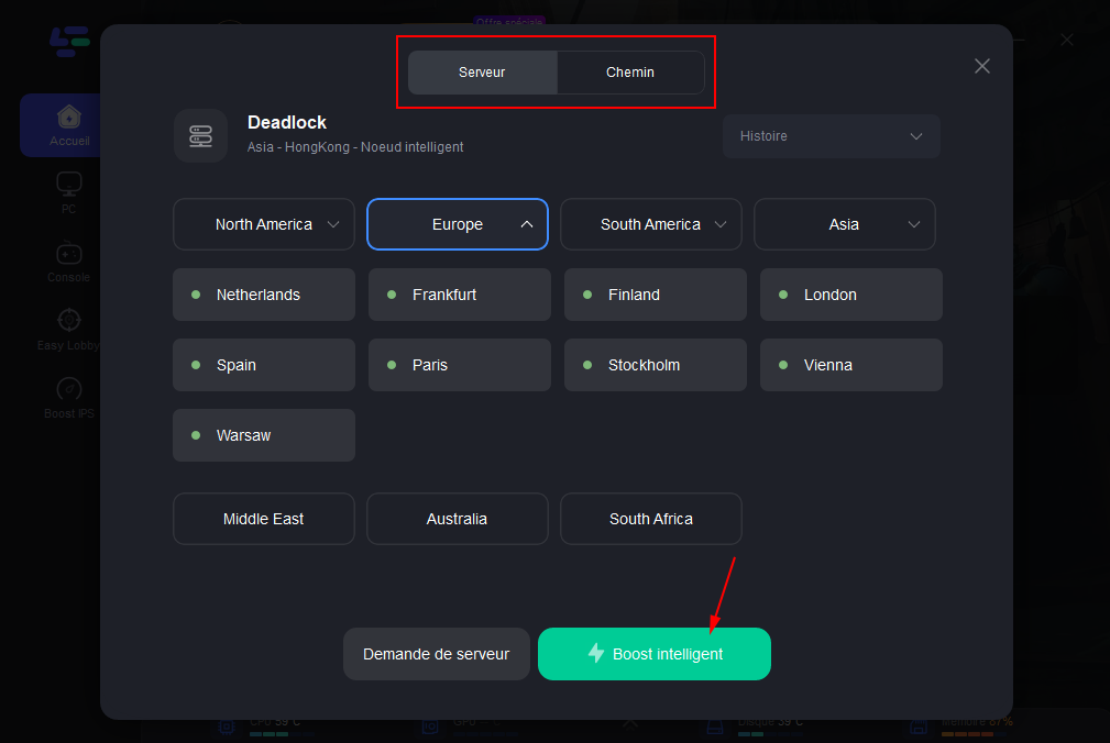 Comment changer d'emplacement sur Deadlock