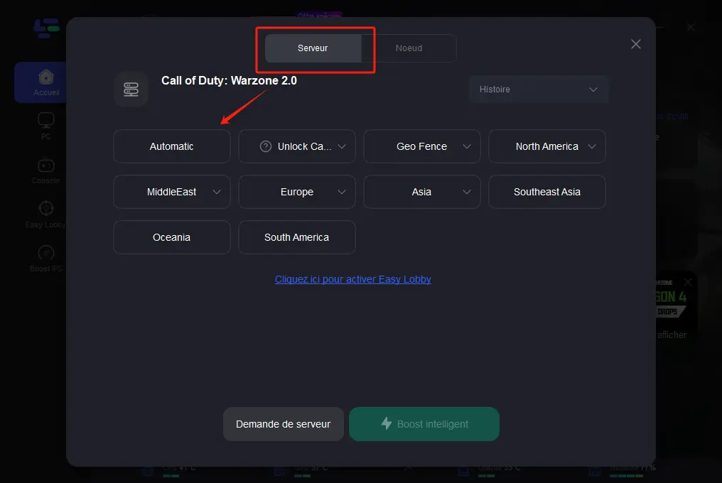 warzone 2 changer de serveur