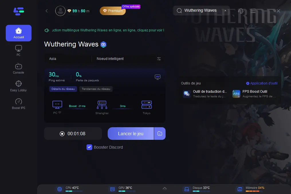 pics de lag dans Wuthering Waves