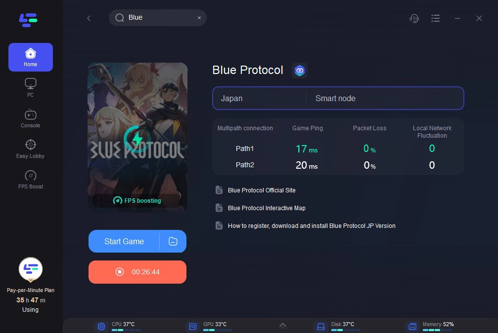 Blue Protocol, Software