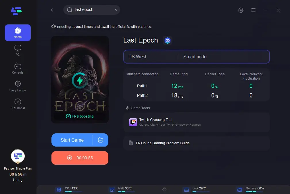 last epoch Lost Connection Errors