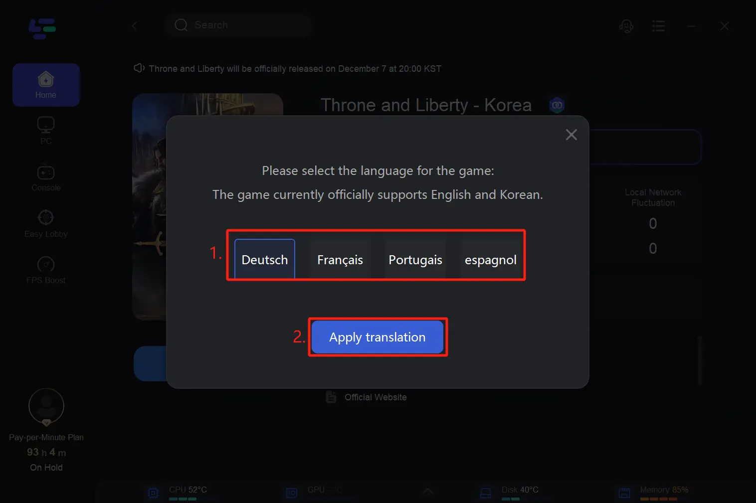 How to play Throne and Liberty on Korean Server without Lag