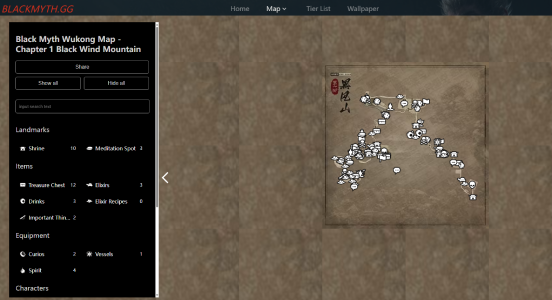 Black Myth Wukong Interactive Map