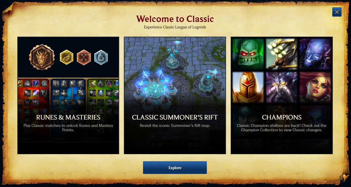 A official screenshot of League Classic Teamfights League Classic builds include runes marteries and champions