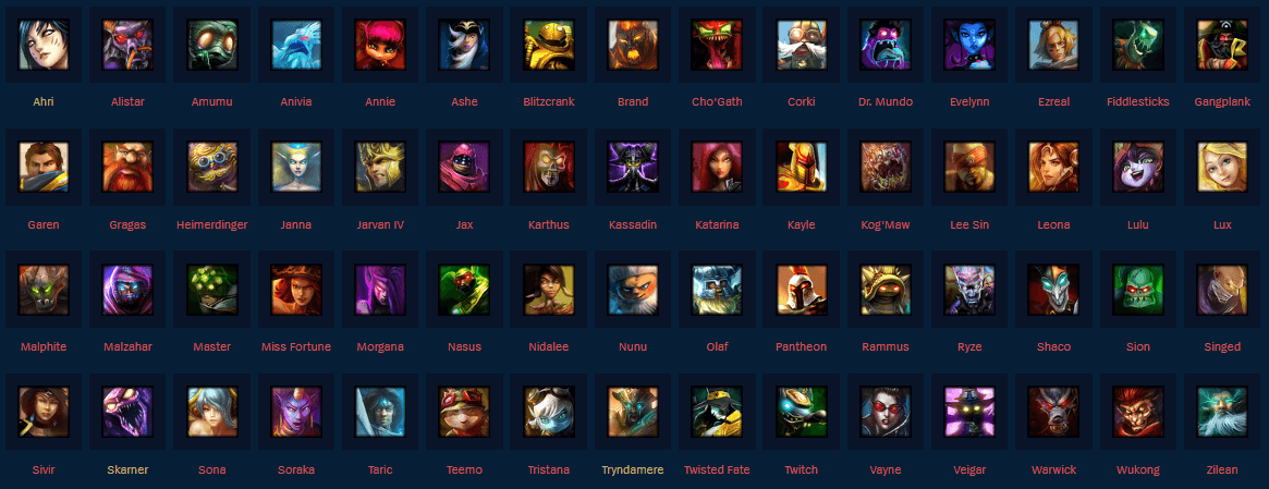 the list of 60 champions on league classic