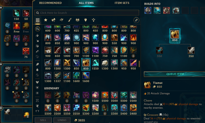 league of legends classic items