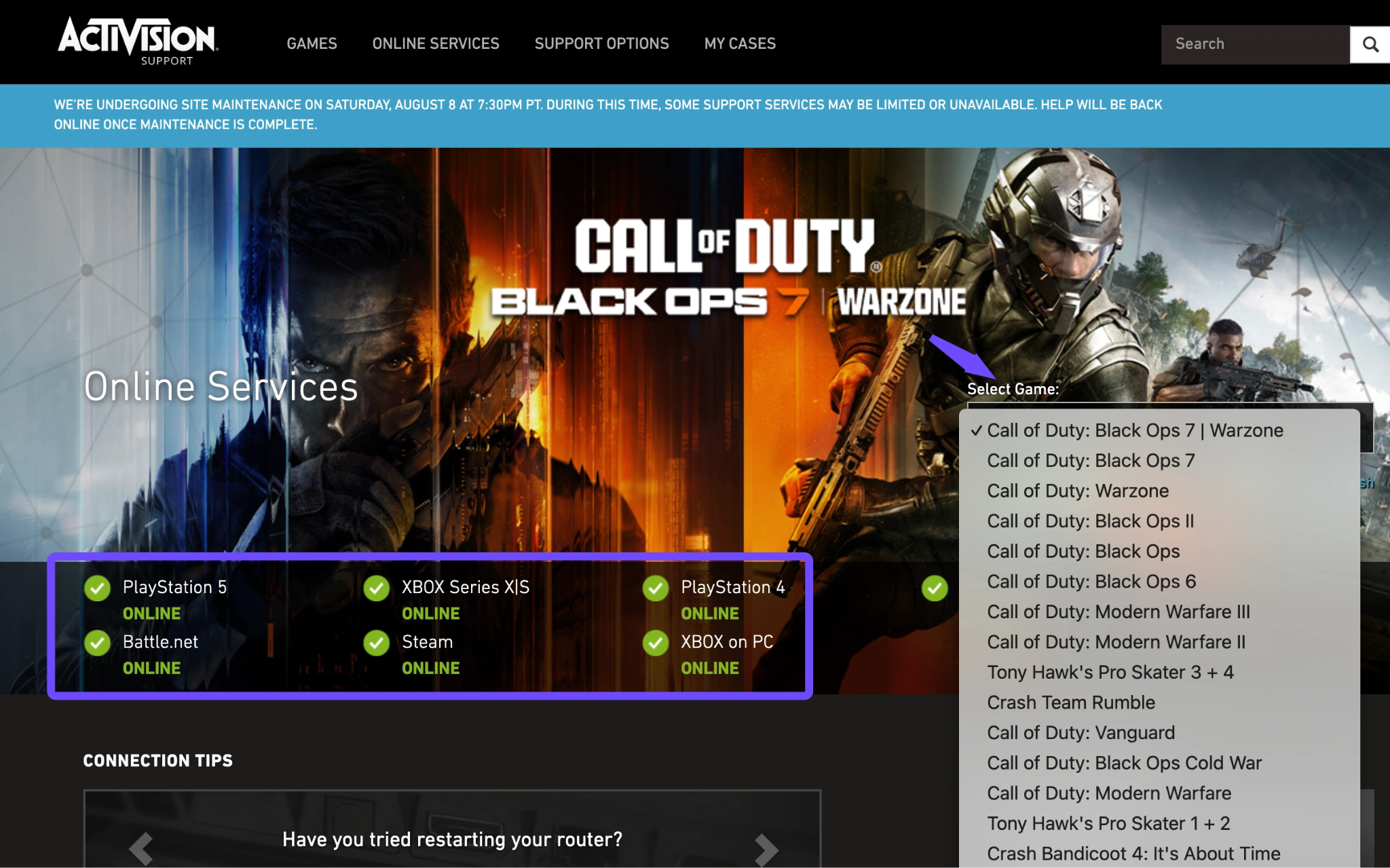 how to change servers in mw4