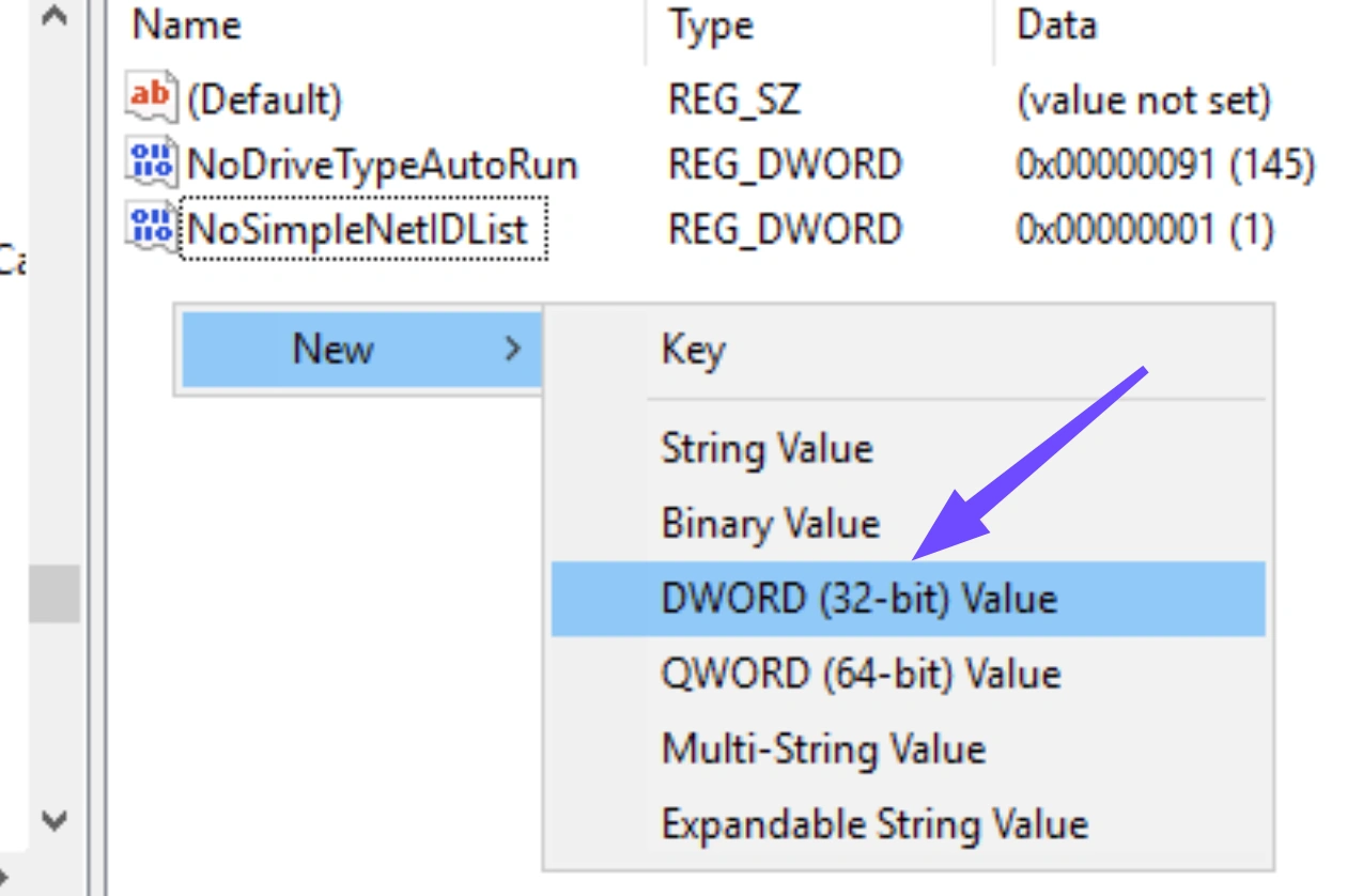 Right-click, create a DWORD (32-bit) Value named TdrDelay, and set its value data to 8 or 10.