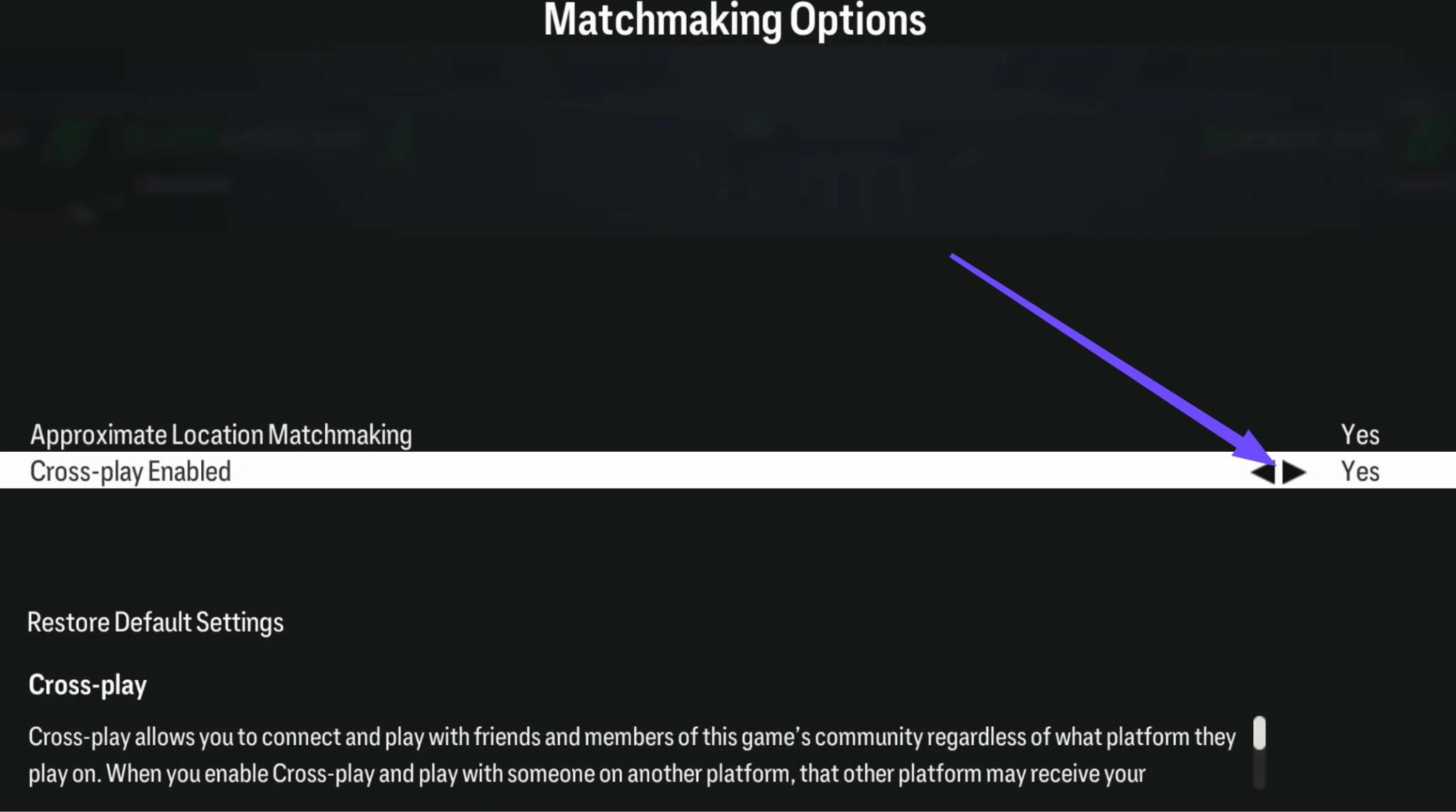 Temporarily disable Cross-Play in Social Settings to fix matchmaking lobby sync failures.