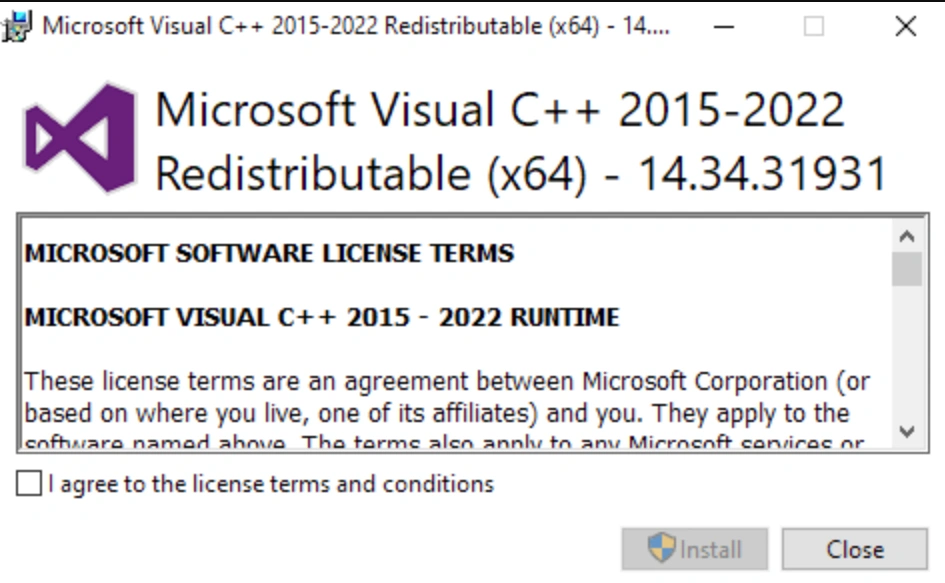 Шаг 2: Загрузите и установите последнюю x64-версию пакетов Visual C++ Redistributable.