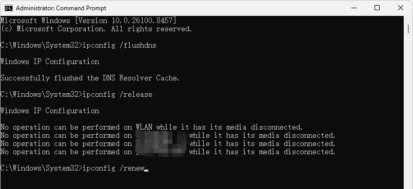 ipconfig /flushdns