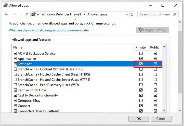 Make sure the required permissions are enabled for your network.