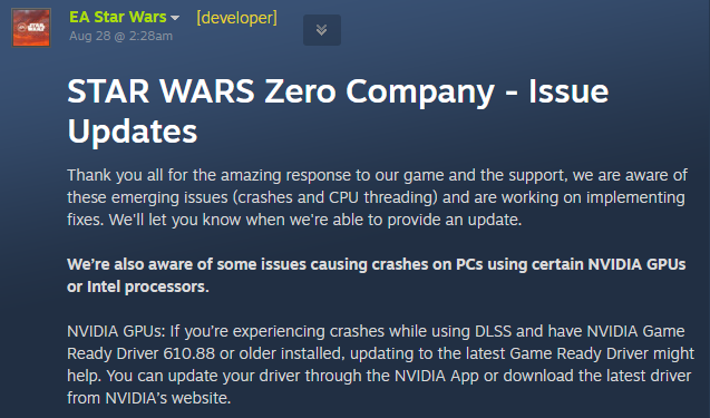 NVIDIA GPU and DLSS Crashes