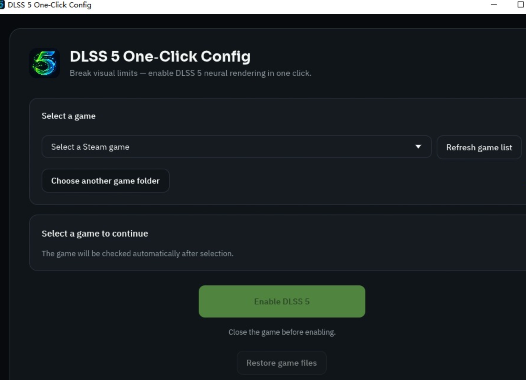 Select your game and click Enable DLSS 5