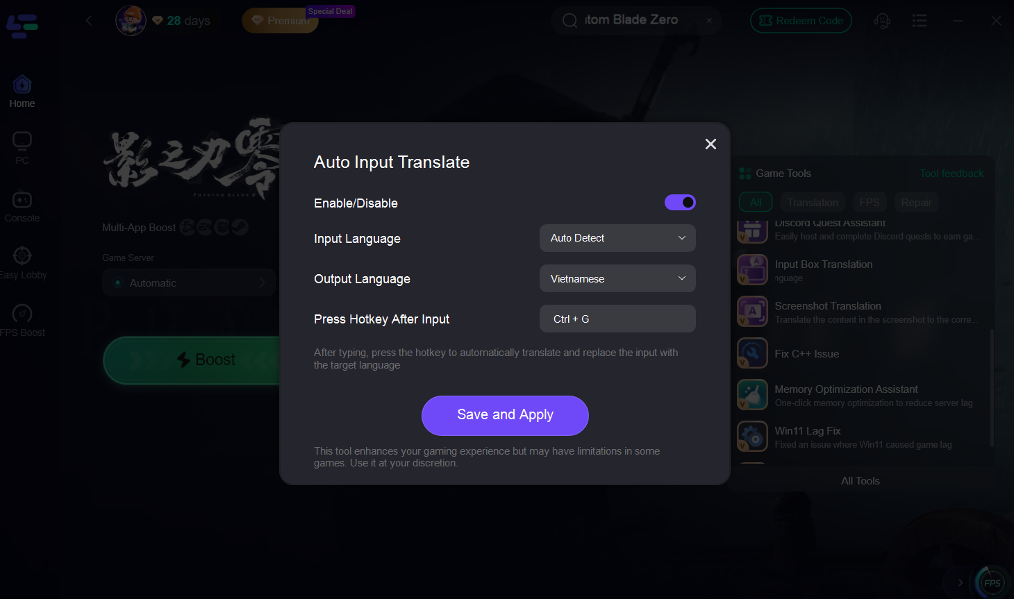 Phantom Blade Zero Translation Tool for Arabic, Turkish and More